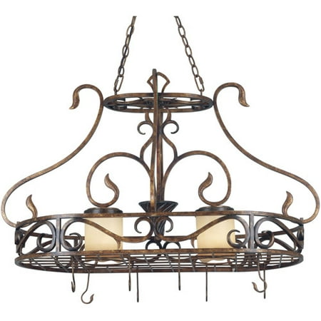 Kenroy Home Verona 2-Light Pot Rack, Aged Golden Copper