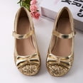thumbnail image 2 of Kushyshoo Gold Girls Dress Shoes Mary Jane 1.5in Low Heel Pumps Wedding Party Princess 2M, 2 of 7