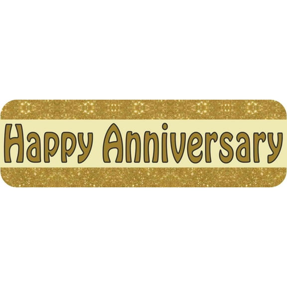 10in x 3in Gold Happy Anniversary Magnet  Car Magnetic Truck