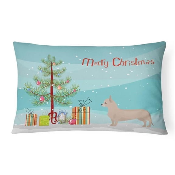 Tan Chiweenie Christmas Tree Canvas Fabric Decorative Pillow