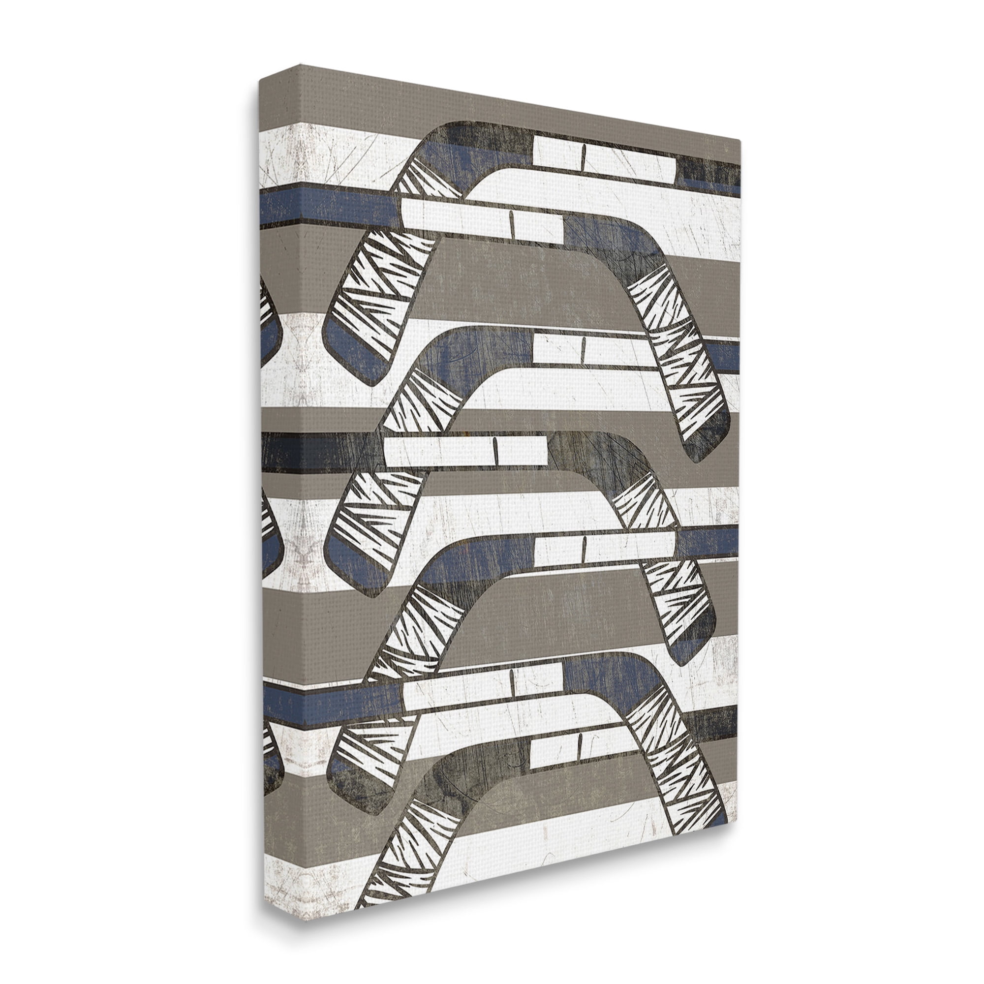 Stupell Industries Hockey Sticks Pattern Sports Painting Gallery Wrapped Canvas Art Print Wall Art, 36 x 48