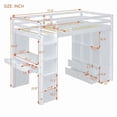 thumbnail image 3 of Twin Size Loft Bed with Large Shelves, Writing Desk and LED Light, Solid Wood Loft Bed Frame with Ladder and Safety Guardrails for Kids Girls Boys Bedroom, No Box Spring Needed, White, 3 of 7