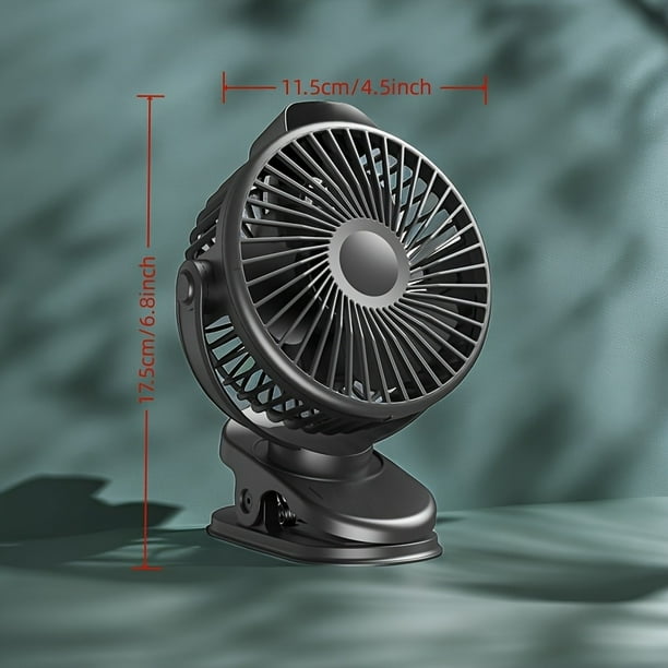 Portable Wind, 2000mah Battery Clip Fan, Clip Silent Fan, USB Fan, Three Fans With Display, Suitable For Office Desk, Car Back Seat, Bicycle, Outdoor Camping, Black