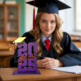 thumbnail image 2 of Harpily Desktop Ornament Graduation Decorations Sign Class of 2025 Graduation Table Sign Wooden Sign for High School College Graduates Bachelor Hat Design with Base Red A, 2 of 5