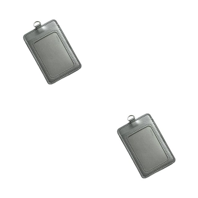 Tholdsy 10 piezas funda para tarjeta de identificación PU carcasa protectora informal coloreada multifuncional tarjetas de autobús manga Vertical/Gris 2piezas
