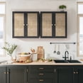 thumbnail image 4 of 24"W Rattan Laundry Room Cabinets with Lights, Bathroom Cabinets Wall Mounted with Adjustable Shelves, Wall Cabinet for Bathroom/Kitchen/Bedroom (2PCS, Black), 4 of 6