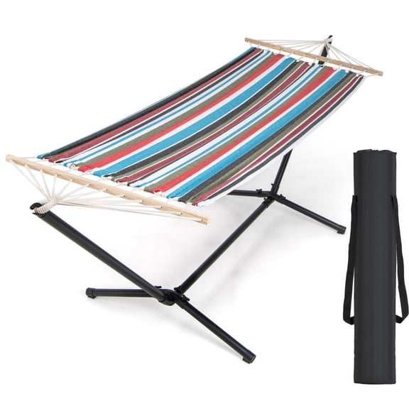 Resenkos Hammock with Stand and Carrying Case-Multicolor，Portable Folding Hammock for Camping Travel Beach Outdoor