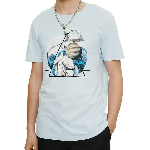Elevenparis Mens Abstract Graphic T-Shirt, Blue, Large