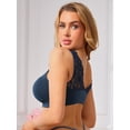 thumbnail image 2 of DARING DIVA Women's Lace V Back Wireless Full Coverage Push Up Pullover Bra L Blue, 2 of 6