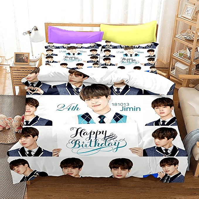 3PCS King Size Quilt Bedding Sets BTS for Kids Teens Boys Girls Lightweight  Korean Pop Idol Bedding Bed Set Duvet Cover & 2 Pillowcases Room Decor 