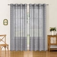 thumbnail image 5 of Staron Semi-Transparent Curtains with Silver Embossed Pattern, Sheer Window Curtains for Bedroom Living Room, Polyester Grommet Top Blackout Curtain Panels Home Decor, Gray, 5 of 6