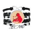 thumbnail image 2 of Children Playing Outline Happy Haha Bracelet Love Accessory Twisted Leather Knitting Rope Wristband Gift, 2 of 2