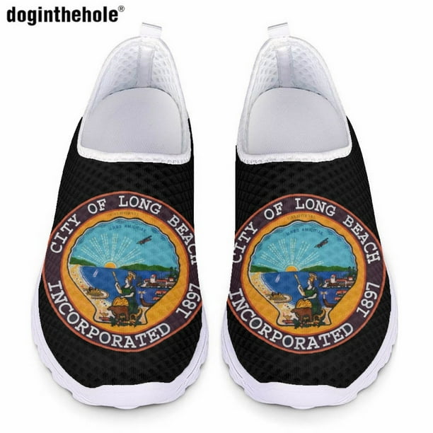 Zapatillas planas informales Doginthehole para mujer, diseño moderno de California State Long Beach, zapatos de malla transpirables sin cordones para verano