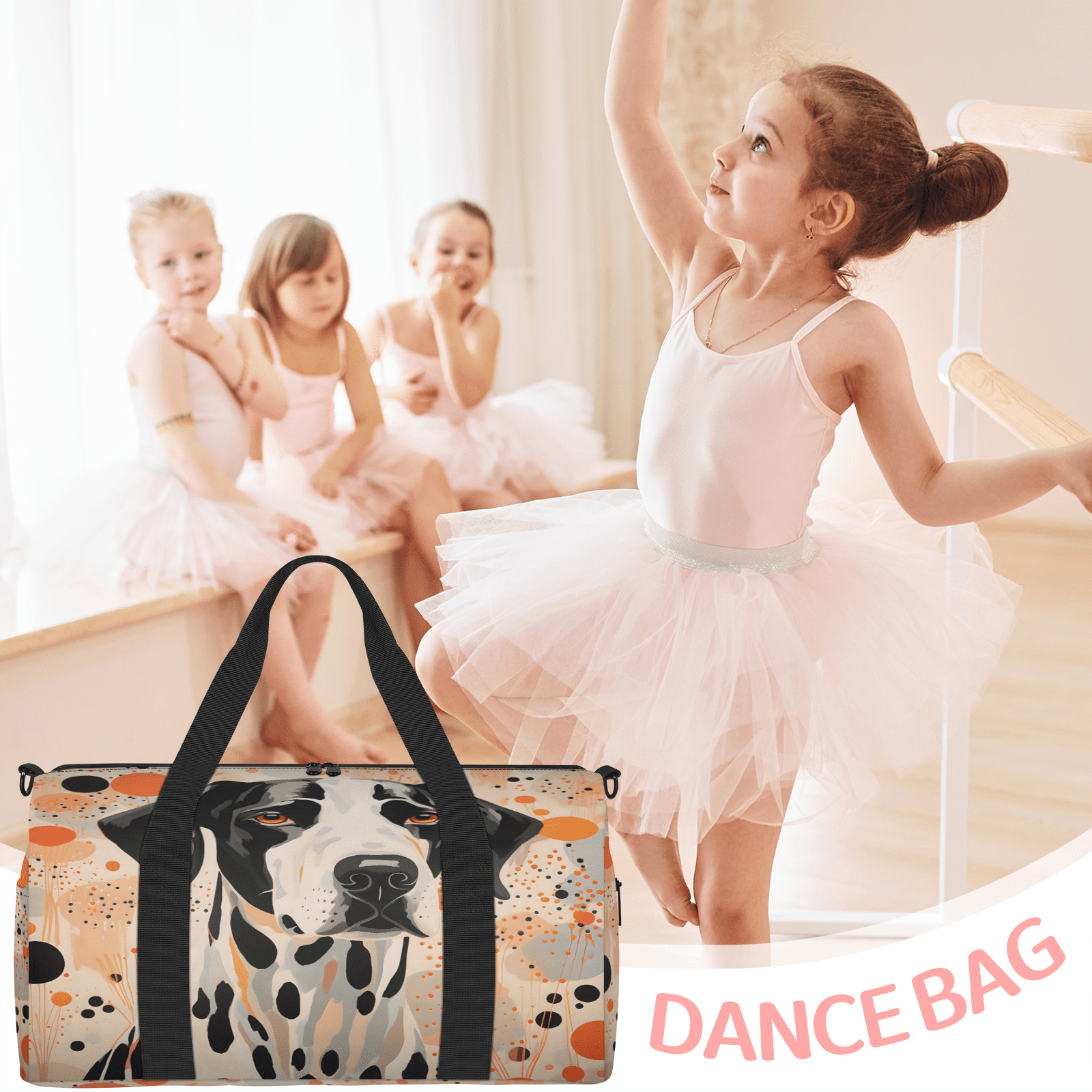 Herdesigns Funny Dog Themed Gym Bag for Women, Duffle Bag for Travel Sport, Lightweight Waterproof Carry on Weekender Overnight Dance Yoga Workout Bags