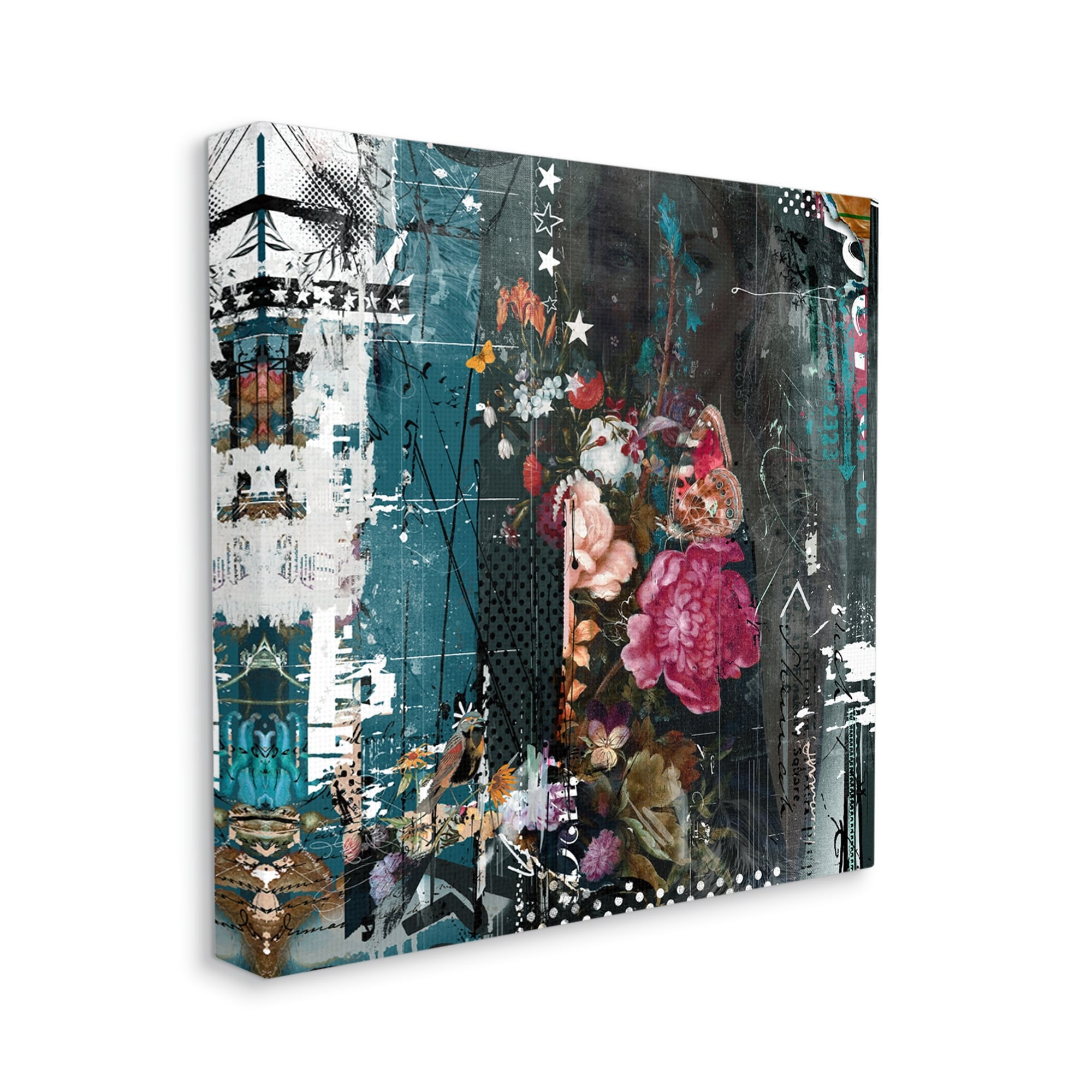 Stupell Industries Vintage Street Style Layered Collage Urban Floral Detail Canvas Wall Art, 17 x 17, Design by Teis Albers