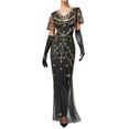 thumbnail image 1 of 2025 Robes Longues Vintage Habillées pour Femmes et Robes de Soirée Robe Sans Manches Robe de Fête des Années 1920 Robes Courtes Formelles pour Femmes Robe de Soirée Légère Manches Courtes Longue Ajustée Queue de Poisson Perlée Longue Robe, 1 of 8