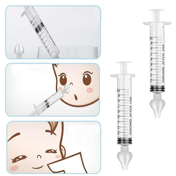 2pcs Baby Nasal Aspirator, 10ml Syringe Nasal Irrigator, Reusable Silicone Nasal Suction Tip, Nasal Irrigator Syringe