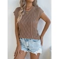 thumbnail image 4 of Women Round Neck Sweater Vest Sleeveless Summer Casual Shirts Knit Tank Top Brown M, 4 of 9