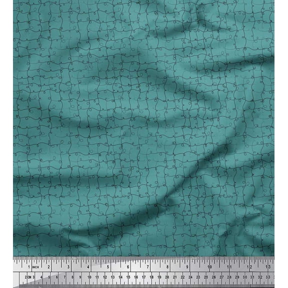 Soimoi Rayon Fabric Hand Drawn Net Shirting Print Sewing Fabric Yard 56 Inch Wide