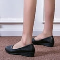 thumbnail image 3 of Dakaela Women's Low Wedges Heels Closed Round Toe Pumps Comfortable Slip on Dress Work Shoes Black 7.5, 3 of 5