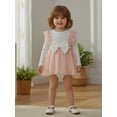 thumbnail image 5 of Spewahor Toddler Baby Girl Romper Dress Bow Contrast Ruffle Trim Long Sleeve Jumpsuit for Spring Fall, 5 of 9