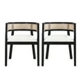 thumbnail image 2 of Christopher Knight Home Upholstered Dining Chairs, Wood Frame with Rattan Round Backrest, Black, Set of 2, 2 of 9