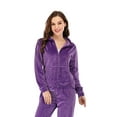 thumbnail image 6 of FANNYC Women Velvet Tracksuits Full Zipper Hooded Sweatshirt Coat Sports Running Suit Long Sleeve Jacket Jogging Sportswear Outdoor Leisure Sweatshirt Top, 6 of 7