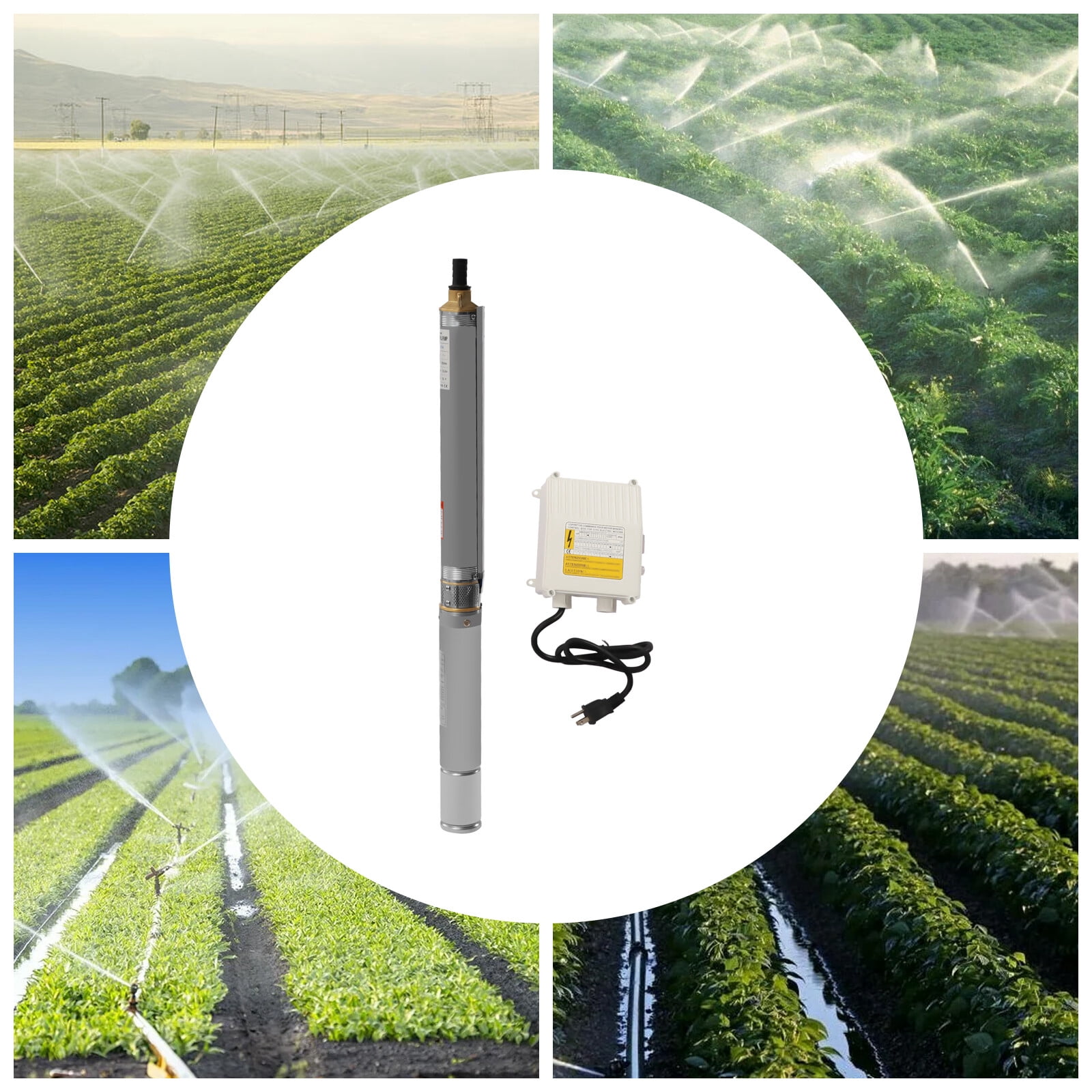 3'' 0.5HP Silver Deep Well Submersible Pump 110V 16GPM 216ft Cable Stainless Steel for Factories