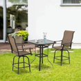 thumbnail image 3 of Yardi Yarda Set of 2 Outdoor Swivel Bar Stools with Armrests, Bar Height Patio Chairs with Steel Frame, Brown, 3 of 11