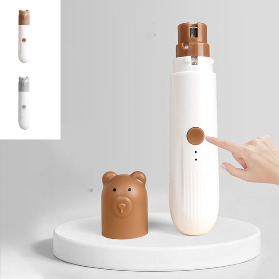 Pet Nail Grinder Electric Dog Nail File Portable Cat Claw Trimmer Quiet Painless Grooming Tool for Small Medium Dogs and Cats Cute Bear Design USB Rechargeable Gray