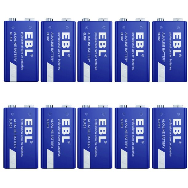 EBL 9V Alkaline Battery Long Lasting 9 Volt Battery for Smoke Alarms
