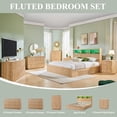 thumbnail image 7 of Aitjunz Modern King Size Bed Frame with 50" Tall Storage Headboard, 4 Under-Bed Storage Drawers, Fluted Wood Platform Bed w/ LED Lighting and Charging Station, No Box Spring Needed, Natural, 7 of 7