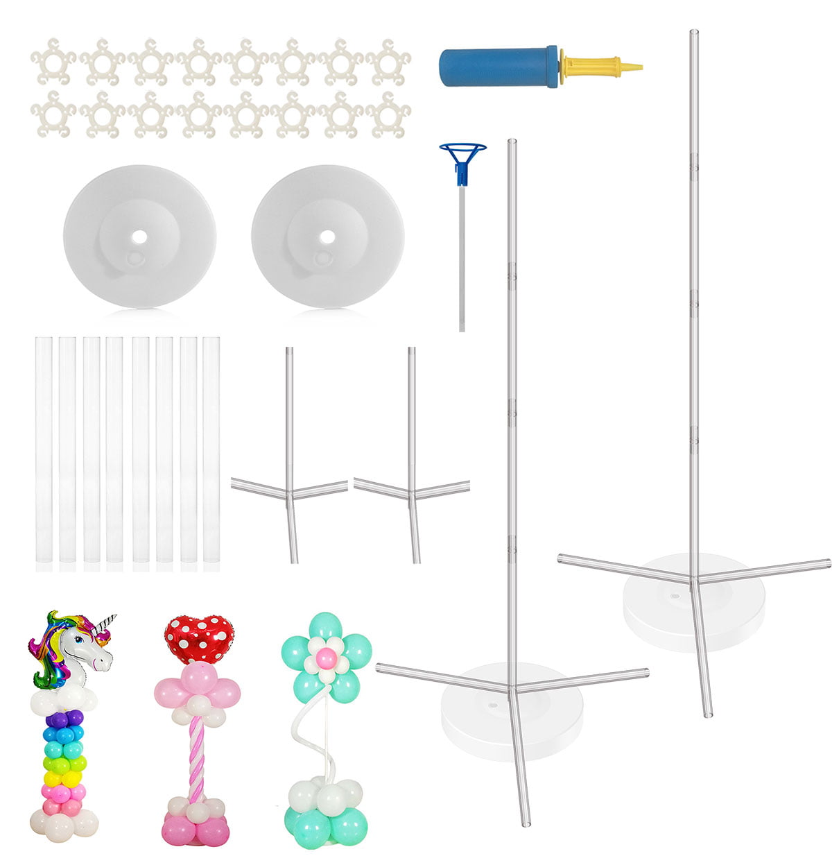 Balloon Column Stand Set For Birhday Party Decoration With 20pc Balloon Buckles 