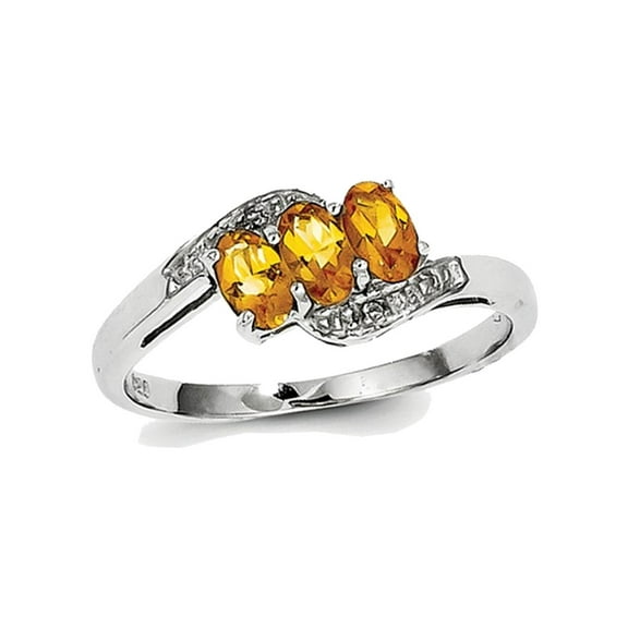 1/2 Carat (Ctw) Three-Stone Citrine Ring in Sterling Silver