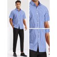 thumbnail image 5 of DARING DIVA Men's Checked Short Sleeve Button Plaid Tartan Collared Dress Shirt M Blue, 5 of 6