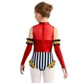 thumbnail image 2 of iiniim Girls Circus Outfit Sequin Striped Leotard with Arm Sleeve Set for Carnival Fancy Party Red 6, 2 of 7