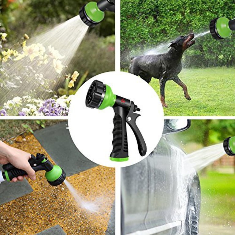 FXFOUCS Garden Hose Nozzle – Heavy-Duty 7-Pattern Sprayer For Watering, Cleaning, Car Washing & Pet Bathing (Green)