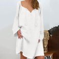 thumbnail image 2 of Vestido de mujer Vintage Casual Vestido con cuello en V Manga larga Suelto con flecos Midi Vestido Pompotops ghjkhdj17320, 2 of 8