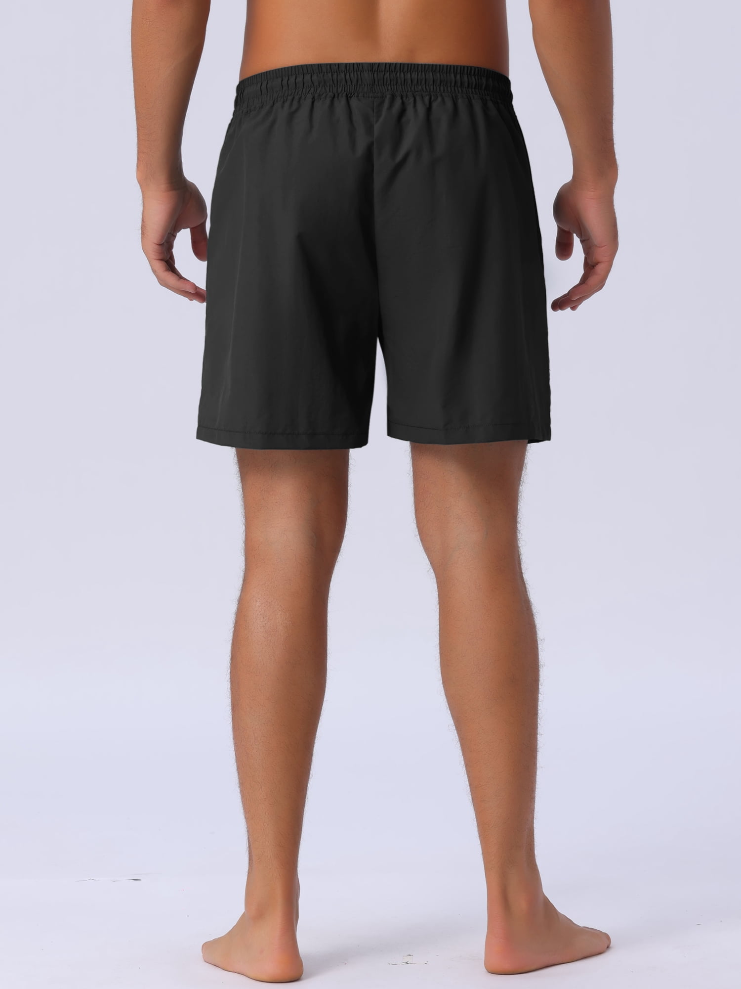 DARING DIVA Men's Elastic Waist Drawstring Mesh Lining Beach Shorts 36 Black