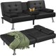 thumbnail image 1 of Futon Sofa Bed Modern Faux Leather Couch, Convertible Folding Futon Couch Recliner Lounge  with 2 Cup Holders with Armrest My Lux Decor Round, 1 of 10