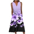 thumbnail image 2 of Plus Size S-2XL Summer Dresses for Women 2024 Floral Sleeveless V Neck Midi Dress 2024 Fashion Casual Fit Flowy Boho Beach Vacation Sundress Purple qILAKOG Size XL, 2 of 5