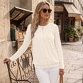 thumbnail image 3 of SUNBS Blouses for Women Casual Dressy Tops Crewneck Long Sleeve Shirts Pleated Clothes, 3 of 9