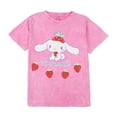 thumbnail image 5 of Cinnamoroll Strawberries Women's Pink Mineral Wash Crew Neck Short Sleeve T-shirt-Medium, 5 of 6