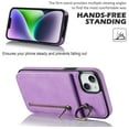 thumbnail image 6 of Nalacover for iPhone 13, Wallet with RFID Credit Card Holder and Zipper Pocket,Drop Protection Flip Cover Ring Holder Kickstand with Double Magnetic Clasp For iPhone 13, Purple, 6 of 12