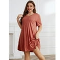 thumbnail image 3 of ebukurty Plus Size Women's Nightgown Short Sleeves V Neck Pajamas, Sizes 1XL-3XL, 3 of 6