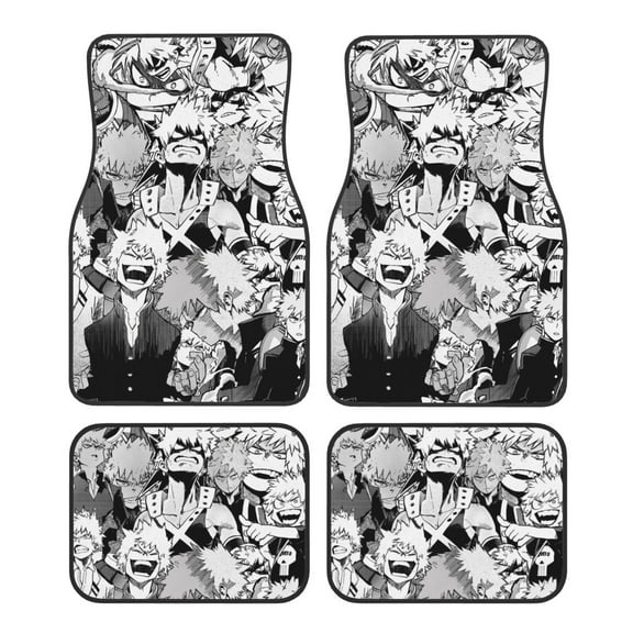4 Piece All-Weather Car Mat, My Hero Academia Katsuki Bakugo Collage Car Floor Mats with Universal Fit Design for Cars Trucks SUV