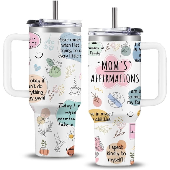 Mom Gifts for Women - Mom Daily Affirmations Tumbler - Funny Birthday Gift For New Momther - Mothers Day Mug Gifts For Women Present From Daughter Son 40oz