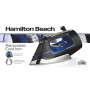 Hamilton Beach Clothing Iron, Steam Iron for Clothes with Stainless Steel Soleplate & Retractable Cord, Black