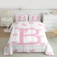 thumbnail image 2 of Manfei Initial Letter B Bedding Comforter Set,Kawaii Bowtie Ribbon Twin Comforter Sets,Girls Pink Bow Knot Bedding Set For Girl Kids,Breathable Bedroom Decoration Reversible,2pcs, 2 of 8
