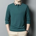 thumbnail image 2 of Men's Classic Solid Color Simple Versatile Polo Long Sleeve T-shirt, 2 of 6